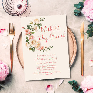 Invitación Arco Floral Elegante Chic Rosas Brunch del Día de 
