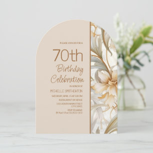 Invitación Arco floral elegante de acuarela marrón para 70 cu