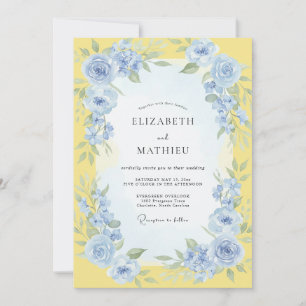 Invitación Arco Floral Etéreo Azul Boda