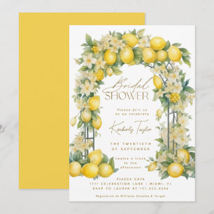 Invitación Arco floral limón boho amarillo ducha de novia