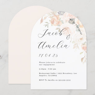Invitación Arco floral naranja suave quemado para fiesta de c