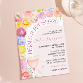 Invitación Arco floral pétalos Prosecco Despedida de soltera