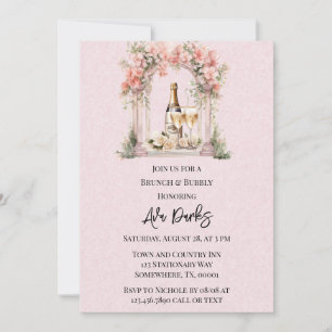 Invitación Arco floral rosa Champaign Brunch & Bubbly