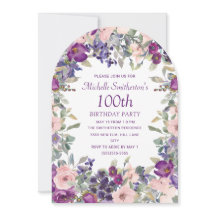 Arco floral rosa con rubor púrpura Cumpleaños 100 