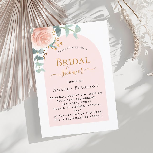 Invitación Arco floral rosa dorado verde Bridal Shower (Subido por el creador)