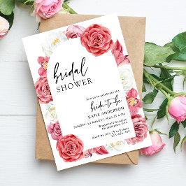 Invitación Arco floral rosa Ducha de novias de verano