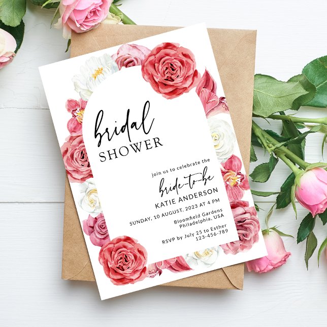 Invitación Arco floral rosa Ducha de novias de verano (Subido por el creador)