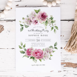 Invitación Arco floral Rosa Hydrangea Arco floral Primer Fies