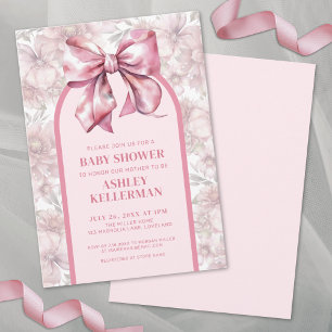 Invitación Arco floral rosa para baby shower de niña