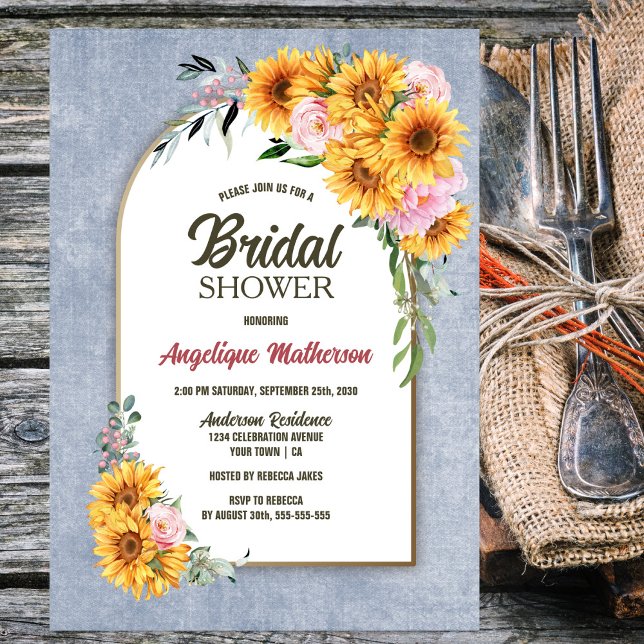 Invitación Arco floral rosa rosa de girasol Ducha de novia (Subido por el creador)