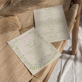 Invitación Arco Floral Rosa Verde Verano Todo En Uno Boda