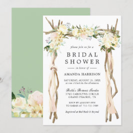 Invitación Arco floral rústico ducha marfil blanco de novia