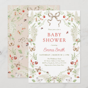Invitación Arco floral rústico forestal para baby shower neut