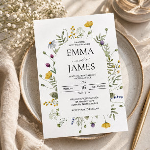 Invitación Arco Floral Silvestre Moderno Boda Prado
