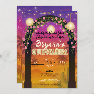 Invitación Arco floral Sunset 15 de Quinceañera