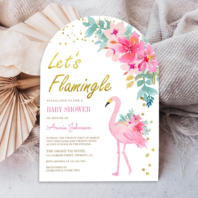 Invitación Arco floral tropical rosa Flamingo Baby Shower (Subido por el creador)