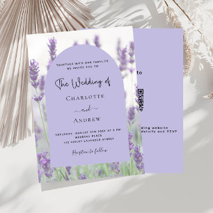 Invitación Arco floral violeta de Lavender QR RSVP boda de lu
