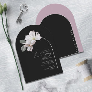 Invitación Arco Florales Despedida de Soltera Negro Mauve Arc