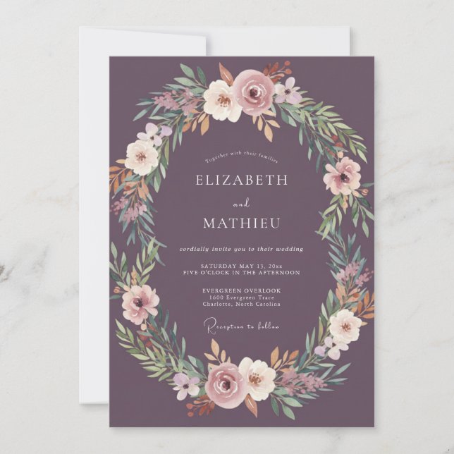Invitación Arco Florido de Flor de Ciruelo para Boda (Anverso)