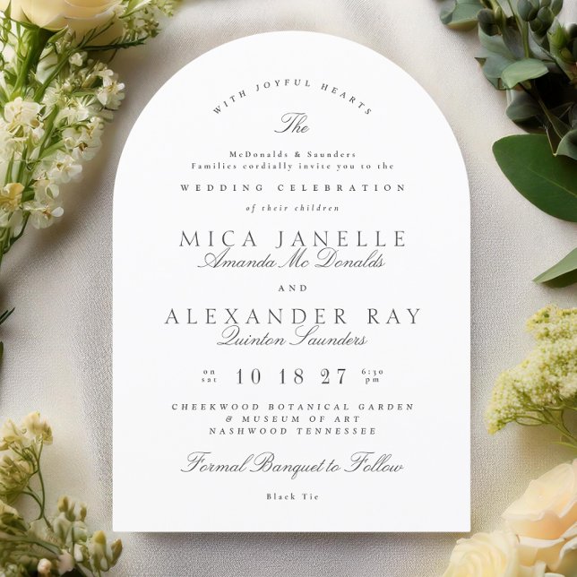 Invitación Arco formal elegante caligrafía gris oscuro (Subido por el creador)