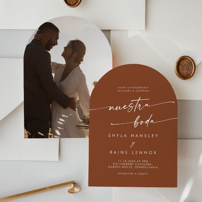 Invitación Arco fotográfico Boho Terracotta Boda español (Subido por el creador)