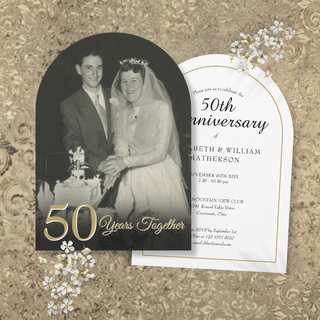 Invitación Arco fotográfico de aniversario de cualquier año j (Any Year Together Wedding Anniversary Photo Arch Invitation)