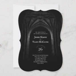 Invitación Arco gótico Elegante Boda Oscura Negra y Blanco