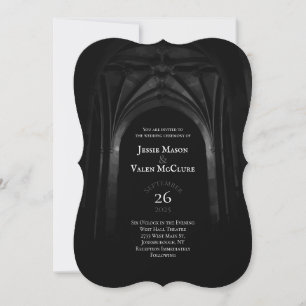Invitación Arco gótico Elegante Boda Oscura Negra y Blanco