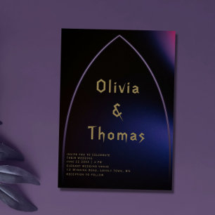 Invitación Arco gótico Moody Boda de escritura Minimalista mo