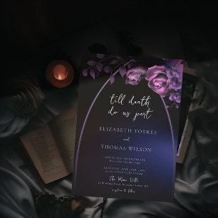 Invitación Arco gótico Moody Morado Romántico Boda floral