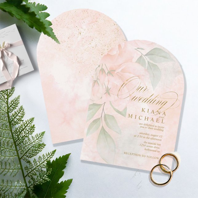 Invitación Arco ID828 del Boda de Rosas Rubor blandos (Subido por el creador)