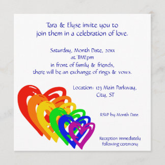 Invitación Arco iris de los corazones