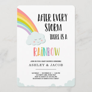 Invitación Arco iris después de un neutral Baby Shower de la