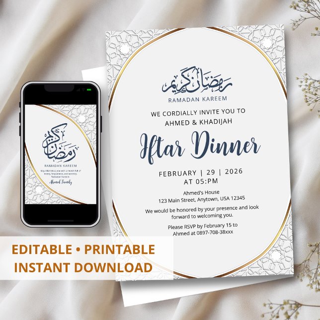 Invitación Arco Islámico Geométrico de Lujo Cena de Iftar de  (Subido por el creador)