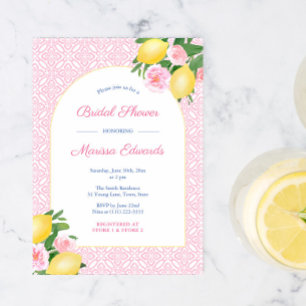 Invitación Arco Limones Rosa y Blanco Baby Shower Nupcial
