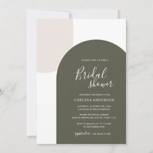 Invitación Arco minimal elegante boho verde sabio para baby s