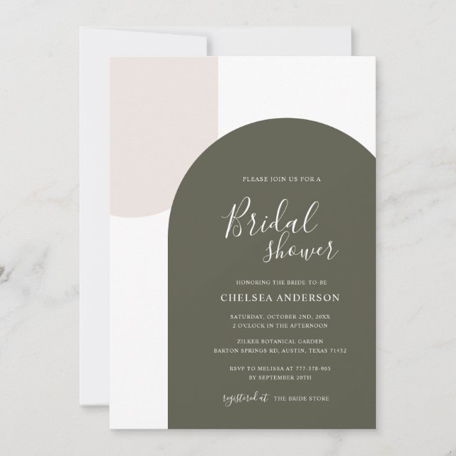 Invitación Arco minimal elegante boho verde sabio para baby s (Anverso)