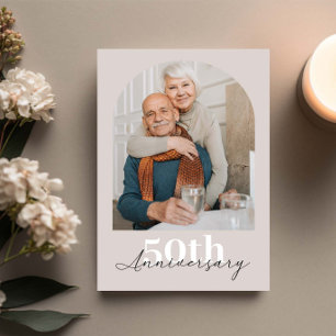Invitación Arco minimalista beige 50 aniversario de bodas