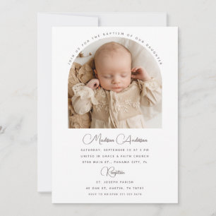Invitación Arco Minimalista Elegante Foto de Bautizo
