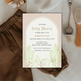 Invitación Arco Minimalista Neutral Boho Cactus Baby Shower