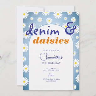 Invitación Arco moderno de cualquier edad Denim Daisies Cumpl