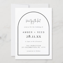 Invitación Arco moderno de ligado de nudo Boda negro y blanco