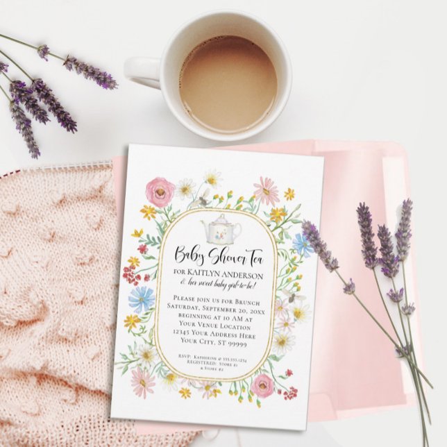 Invitación Arco moderno Flor Flor Floral abejas Tea Fiesta Ch (Subido por el creador)