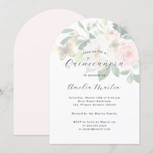 Invitación Arco moderno Floral Rubor Quinceanera