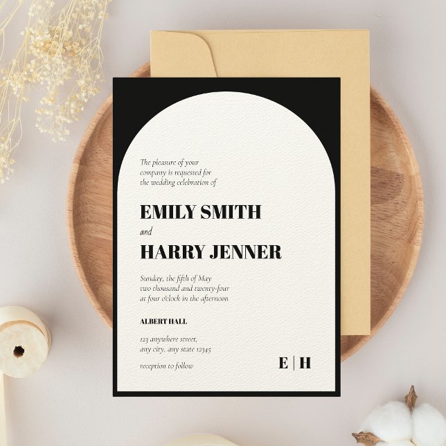 Invitación Arco moderno Tipografía negrita Boda de código QR (Subido por el creador)