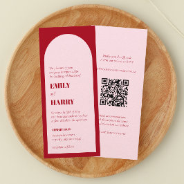 Invitación Arco moderno Tipografía negrita Código QR Boda lar