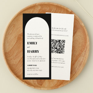 Invitación Arco moderno Tipografía negrita Código QR Boda lar