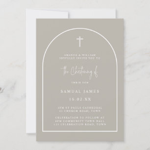 Invitación Arco moderno y gris neutro cristianismo Minimalist