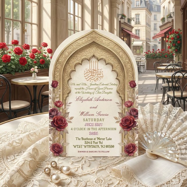 Invitación Arco Morisco Bismillah Caligrafía Nikkah (Subido por el creador)