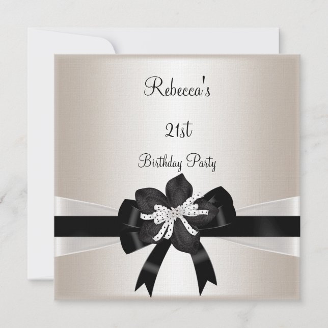 Invitación Arco Negro Blanco Cumpleaños 21 Silver Sepia (Anverso)